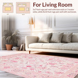 Ultra Soft Area Rug, Non Slip, Stain Resistant, Washable Area Rugs for Living Room, Bedroom, Whimsical Kids' Playful Design(Pink)