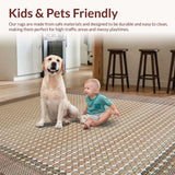 Ultra Soft Area Rug, Non Slip, Stain Resistant, Washable Area Rugs for Living Room, Bedroom, Minimalist Cozy Textural Accents(Beige)