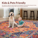 Ultra Soft Area Rug, Non Slip, Stain Resistant, Washable Area Rugs for Living Room, Bedroom, Vibrant Transitional Diamond Pattern(Orange)