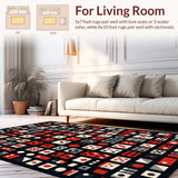 Ultra Soft Area Rug, Non Slip, Stain Resistant, Washable Area Rugs for Living Room, Bedroom, Bold Contemporary Dice Theme(Red)