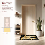Ultra Soft Area Rug, Non Slip, Stain Resistant, Washable Area Rugs for Living Room, Bedroom, Striking Modern Abstract Composition(Gold)