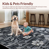 Ultra Soft Area Rug, Non Slip, Stain Resistant, Washable Area Rugs for Living Room, Bedroom, Contemporary Graphic Leaf Design(Gray)