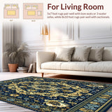 Ultra Soft Area Rug, Non Slip, Stain Resistant, Washable Area Rugs for Living Room, Bedroom, Elegant for Spaces(Blue)