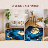 Ultra Soft Area Rug, Non Slip, Stain Resistant, Washable Area Rugs for Living Room, Bedroom, Enchanting Celestial Harmony Visuals(Blue)