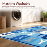 Ultra Soft Area Rug, Non Slip, Stain Resistant, Washable Area Rugs for Living Room, Bedroom, Playful Alphabetic Blue Tones(Blue)