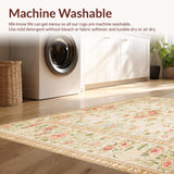 Ultra Soft Area Rug, Non Slip, Stain Resistant, Washable Area Rugs for Living Room, Bedroom, Beige Antique Floral Low Pile Indoor Area(Beige)