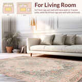 Ultra Soft Area Rug, Non Slip, Stain Resistant, Washable Area Rugs for Living Room, Bedroom, West Elm Contemporary Boho Rug With Heirloom Medallion Design(Beige)