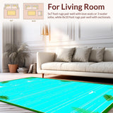Ultra Soft Area Rug, Non Slip, Stain Resistant, Washable Area Rugs for Living Room, Bedroom, Coastal Turquoise Surfboard Aesthetic(Blue)