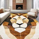 Ultra Soft Area Rug, Non Slip, Stain Resistant, Washable Area Rugs for Living Room, Bedroom, Stylish Round Nature Motif(Brown)