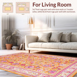 Ultra Soft Area Rug, Non Slip, Stain Resistant, Washable Area Rugs for Living Room, Bedroom, Colorful Playful Petal Arrangement(Orange)
