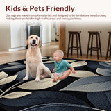 Ultra Soft Area Rug, Non Slip, Stain Resistant, Washable Area Rugs for Living Room, Bedroom, Elegant Nature-Inspired Aesthetic(Gray)