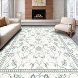 Ultra Soft Area Rug, Non Slip, Stain Resistant, Washable Area Rugs for Living Room, Bedroom, Rustic Elegant Floral Arrangement(White)
