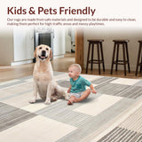 Ultra Soft Area Rug, Non Slip, Stain Resistant, Washable Area Rugs for Living Room, Bedroom, Minimalist Chic Geometric Arrangement(Beige)
