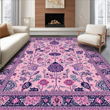 Ultra Soft Area Rug, Non Slip, Stain Resistant, Washable Area Rugs for Living Room, Bedroom, Bright Funky Nature-Inspired Vibes(Pink)