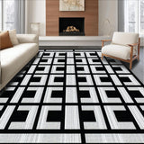 Ultra Soft Area Rug, Non Slip, Stain Resistant, Washable Area Rugs for Living Room, Bedroom, Contemporary Cut-Loop Geometric Delight(Black)