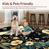 Ultra Soft Area Rug, Non Slip, Stain Resistant, Washable Area Rugs for Living Room, Bedroom, Chic Vintage Botanical Aesthetic(White)
