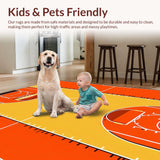 Ultra Soft Area Rug, Non Slip, Stain Resistant, Washable Area Rugs for Living Room, Bedroom, Dynamic Basketball Court Aesthetic(Orange)