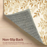 Beige Leaf Design Area Indoor Entranceway(Beige)