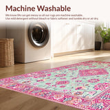 Ultra Soft Area Rug, Non Slip, Stain Resistant, Washable Area Rugs for Living Room, Bedroom, Stylish Minimalist Ogee Pattern(Pink)