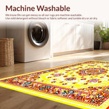Ultra Soft Area Rug, Non Slip, Stain Resistant, Washable Area Rugs for Living Room, Bedroom, Charming Textured Medallion Style(Yellow)