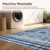 Ultra Soft Area Rug, Non Slip, Stain Resistant, Washable Area Rugs for Living Room, Bedroom, Modern Stripe Carpet(Blue)