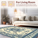 Ultra Soft Area Rug, Non Slip, Stain Resistant, Washable Area Rugs for Living Room, Bedroom, Caria Collection Elegant Ocean Medallion Area With Non Slip Backing(Ivory)