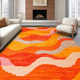 Ultra Soft Area Rug, Non Slip, Stain Resistant, Washable Area Rugs for Living Room, Bedroom, Funky Earth Tones Pattern(Orange)