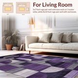 Ultra Soft Area Rug, Non Slip, Stain Resistant, Washable Area Rugs for Living Room, Bedroom, Chic Symmetrical Pattern Fusion(Purple)