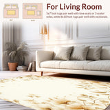 Ultra Soft Area Rug, Non Slip, Stain Resistant, Washable Area Rugs for Living Room, Bedroom, Floral Beige Area Neutral Hues Modern(Beige)