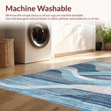 Ultra Soft Area Rug, Non Slip, Stain Resistant, Washable Area Rugs for Living Room, Bedroom, Rustic Neutral Geometric Ensemble(Blue)