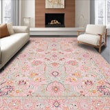 Ultra Soft Area Rug, Non Slip, Stain Resistant, Washable Area Rugs for Living Room, Bedroom, Stylish Abstract Soft Color Palette(Pink)