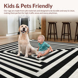Ultra Soft Area Rug, Non Slip, Stain Resistant, Washable Area Rugs for Living Room, Bedroom, Urban Stripe Rug Showcasing Linear Flow and Minimalist Geometric Design(Black)