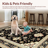Ultra Soft Area Rug, Non Slip, Stain Resistant, Washable Area Rugs for Living Room, Bedroom, Chic Black Beige Floral Harmony(Black)
