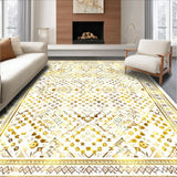 Ultra Soft Area Rug, Non Slip, Stain Resistant, Washable Area Rugs for Living Room, Bedroom, Soft Plush Geometric Elegance(Gold)