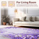 Ultra Soft Area Rug, Non Slip, Stain Resistant, Washable Area Rugs for Living Room, Bedroom, Lavender Dreamy Cloud Design(Purple)