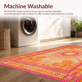 Ultra Soft Area Rug, Non Slip, Stain Resistant, Washable Area Rugs for Living Room, Bedroom, Charming Soft Pastel Circular Art(Orange)