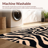 Ultra Soft Area Rug, Non Slip, Stain Resistant, Washable Area Rugs for Living Room, Bedroom, Modern Zebra Print Entryway Runner Rug Black Peach(Beige)