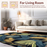 Ultra Soft Area Rug, Non Slip, Stain Resistant, Washable Area Rugs for Living Room, Bedroom, Striking Black and White Herringbone Style(Blue)
