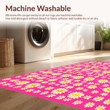 Ultra Soft Area Rug, Non Slip, Stain Resistant, Washable Area Rugs for Living Room, Bedroom, Lively Springtime Botanical Touch(Pink)