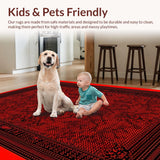Ultra Soft Area Rug, Non Slip, Stain Resistant, Washable Area Rugs for Living Room, Bedroom, Vibrant Abstract Spider Design(Red)