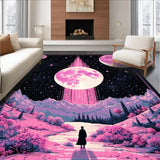 Ultra Soft Area Rug, Non Slip, Stain Resistant, Washable Area Rugs for Living Room, Bedroom, Elegant Lunar Tiled Artistry(Pink)