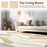 Ultra Soft Area Rug, Non Slip, Stain Resistant, Washable Area Rugs for Living Room, Bedroom, Nomad Luxe Area Featuring Abstract Chevron Waves and Earthy Neutrals(Beige)