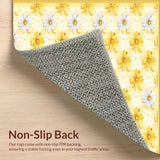 Ultra Soft Area Rug, Non Slip, Stain Resistant, Washable Area Rugs for Living Room, Bedroom, Vibrant Flower Design with Rustic Appeal(Yellow)