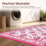 Ultra Soft Area Rug, Non Slip, Stain Resistant, Washable Area Rugs for Living Room, Bedroom, Chic Cottage Garden Aesthetic(White)