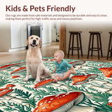 Ultra Soft Area Rug, Non Slip, Stain Resistant, Washable Area Rugs for Living Room, Bedroom, Whimsical Cozy Nature Motif(Red)