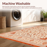 Ultra Soft Area Rug, Non Slip, Stain Resistant, Washable Area Rugs for Living Room, Bedroom, Boho Swirl Area(Orange)