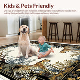 Ultra Soft Area Rug, Non Slip, Stain Resistant, Washable Area Rugs for Living Room, Bedroom, Cheetah Border Wildlife Living Room Rug(Beige)