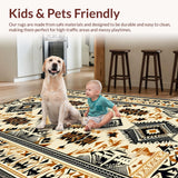 Ultra Soft Area Rug, Non Slip, Stain Resistant, Washable Area Rugs for Living Room, Bedroom, Beige Aztec Pattern Bedroom Non-Slip Carpet(Beige)
