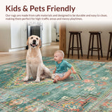 Ultra Soft Area Rug, Non Slip, Stain Resistant, Washable Area Rugs for Living Room, Bedroom, Vintage Distressed Earthy Hues(Blue)
