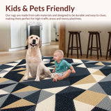 Ultra Soft Area Rug, Non Slip, Stain Resistant, Washable Area Rugs for Living Room, Bedroom, Modern Geometric Charcoal Beige Living Room Area Rug(Beige)
